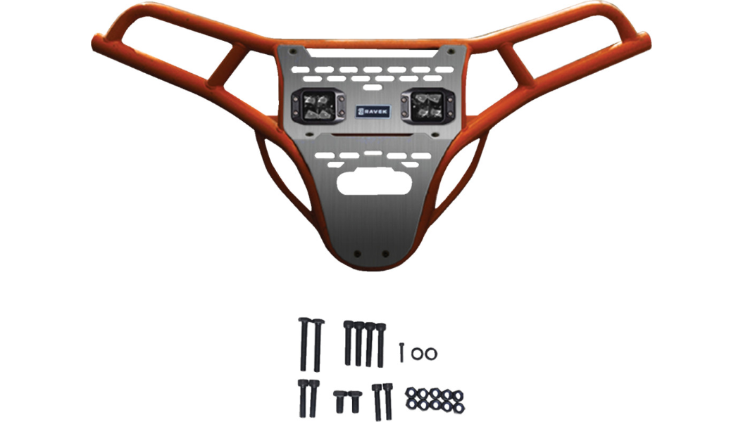 Front Bumper/Skid Plate with White Lights - Orange - RZR XP 1000 0530-1699