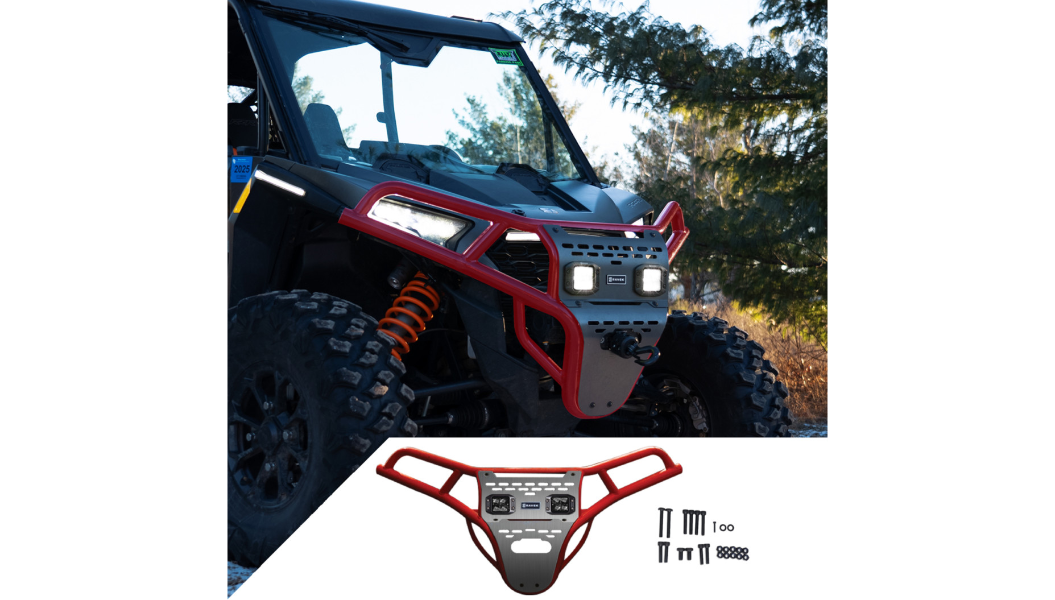 Front Bumper/Skid Plate with White Lights - Red - RZR XP 1000 0530-1701