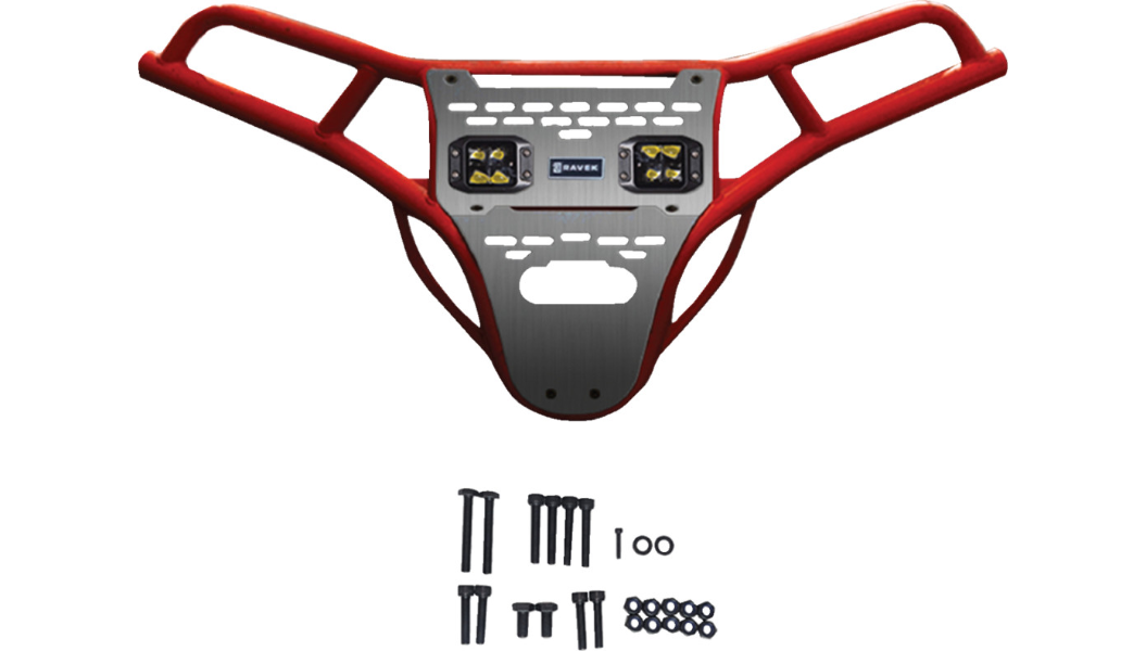 Front Bumper/Skid Plate with Amber Lights - Red - RZR XP 1000 0530-1702
