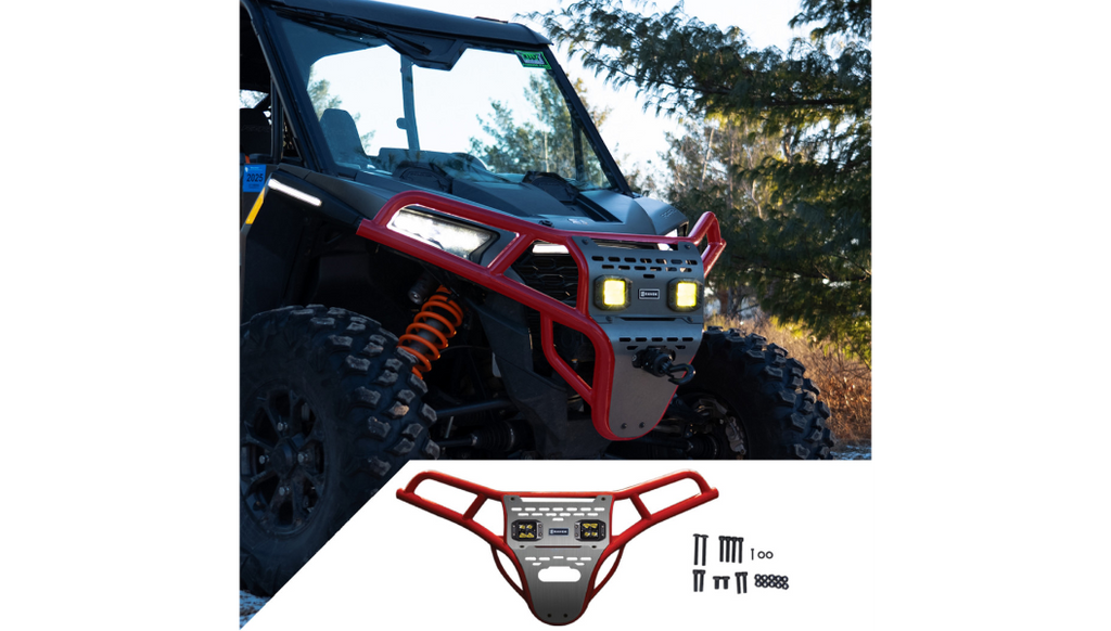 Front Bumper/Skid Plate with Amber Lights - Red - RZR XP 1000 0530-1702