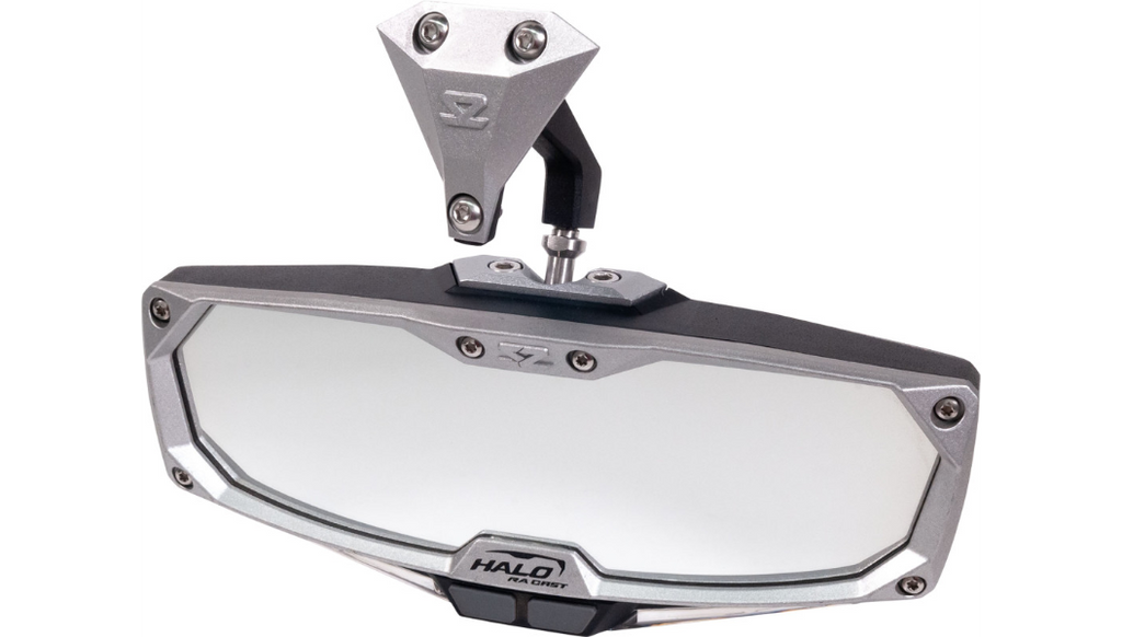 Mirror - Halo R - Rear View w/LED Cabin Light - Rectangle - Silver w/Silver Bezel - Can Am X3 0640-1410
