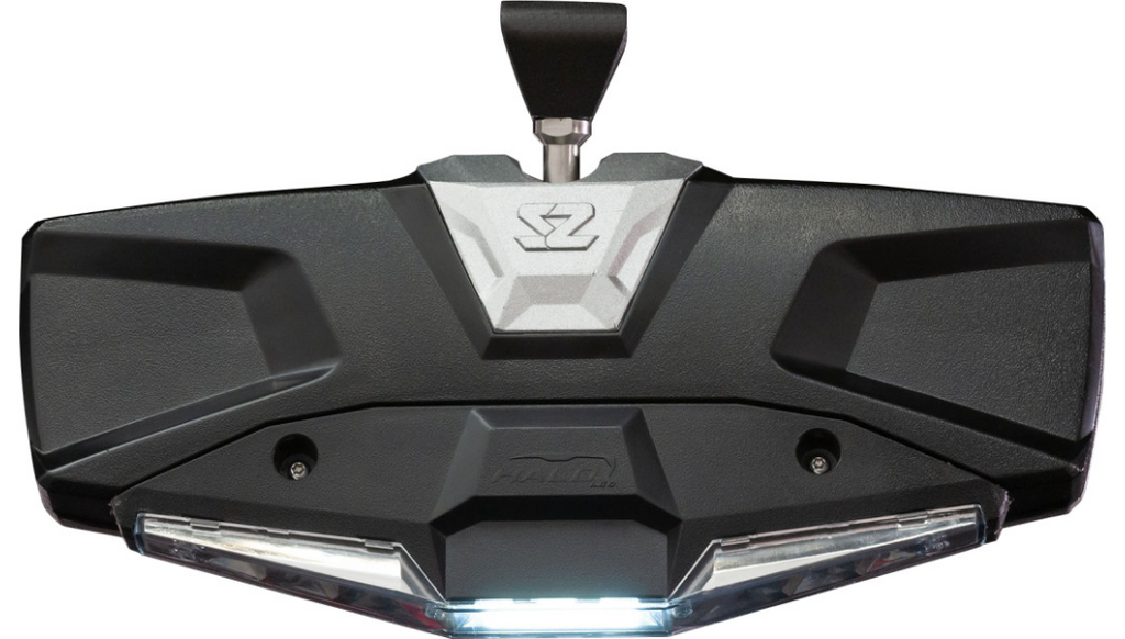 Mirror - Halo R - Rear View w/LED Cabin Light - Rectangle - Silver w/Silver Bezel - Can Am X3 0640-1410