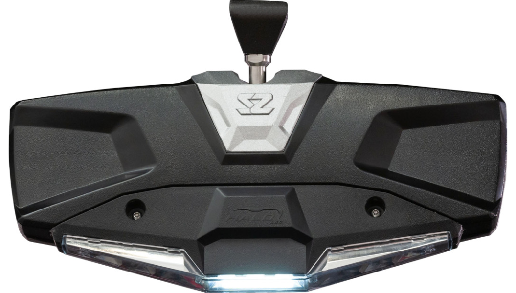 Mirror - Halo R - Rear View w/LED Cabin Light - Rectangle - Silver w/Silver Bezel - Can Am X3 0640-1410