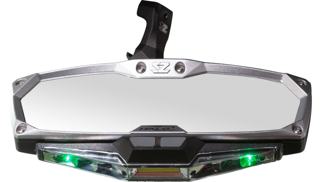 Mirror - Halo R - Rear View w/LED Cabin Light - Rectangle - Silver w/Silver Bezel - Can Am X3 0640-1410