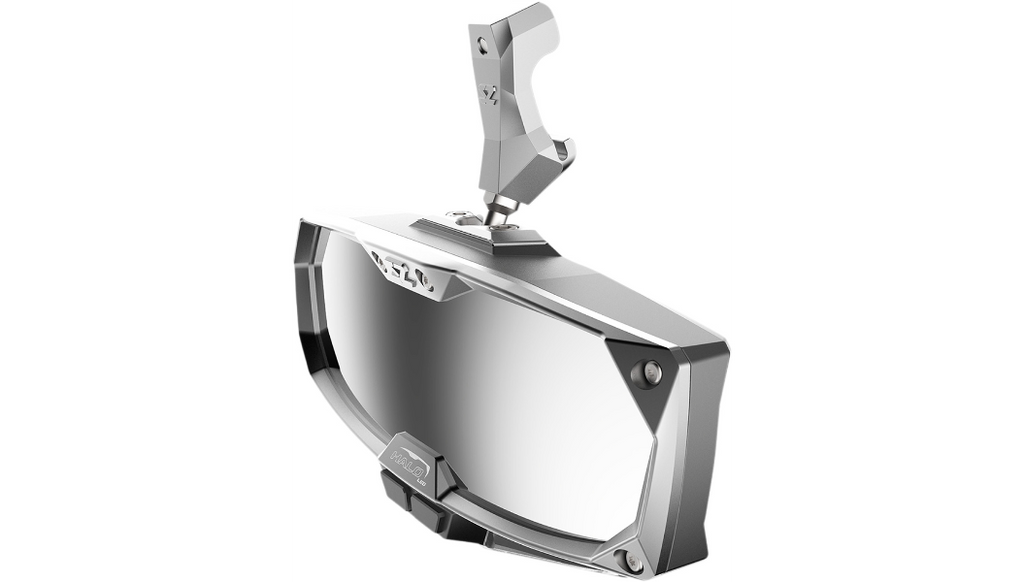 Mirror - Halo R - Rear View w/LED Cabin Light - Rectangle - Silver w/Silver Bezel - Can Am Defender 0640-1411