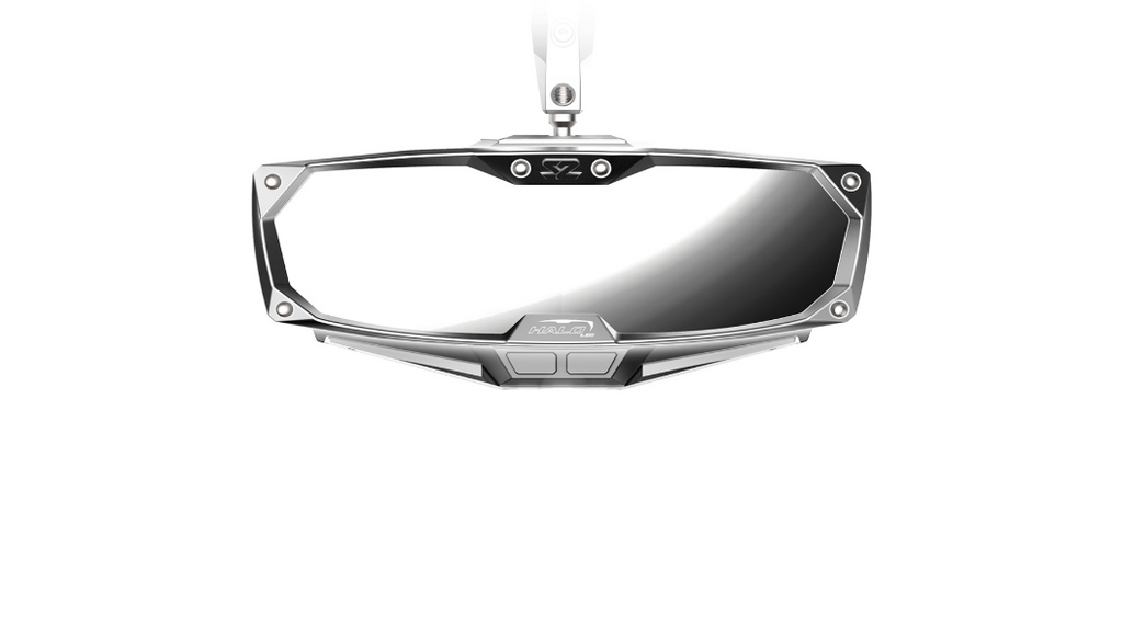 Mirror - Halo R - Rear View w/LED Cabin Light - Rectangle - Silver w/Silver Bezel - Can Am Defender 0640-1411