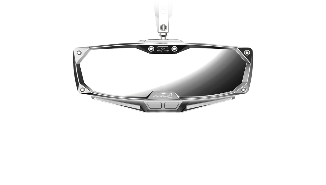 Mirror - Halo R - Rear View w/LED Cabin Light - Rectangle - Silver w/Silver Bezel - Can Am Defender 0640-1411