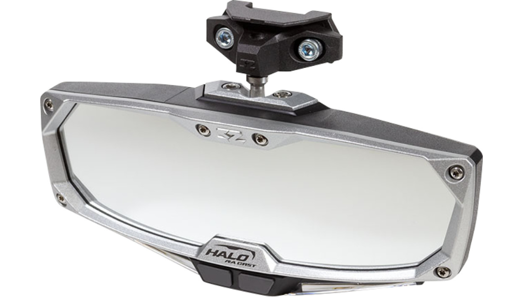 Mirror - Halo R - Rear View w/LED Cabin Light - Rectangle - Black w/Silver Bezel 0640-1454