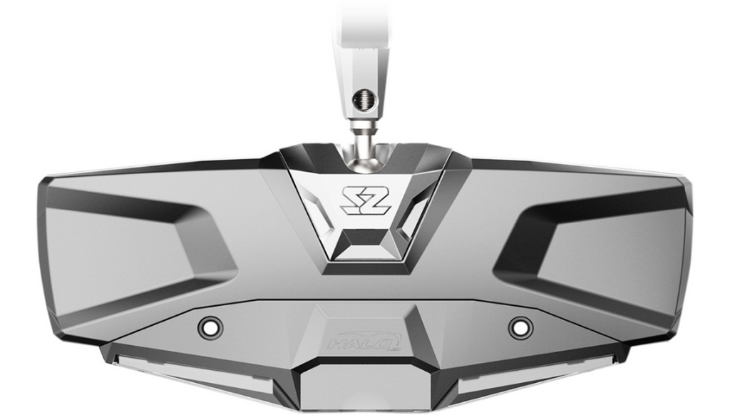 Mirror - Halo R - Rear View w/LED Cabin Light - Rectangle - Black w/Silver Bezel 0640-1454