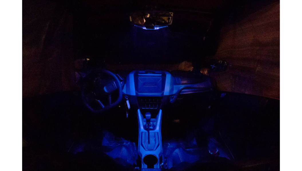 Mirror - Halo R - Rear View w/LED Cabin Light - Rectangle - Black w/Silver Bezel 0640-1454
